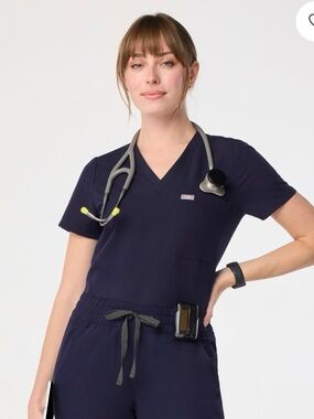 Figs Women's Navy Scrub Top and Pants Set